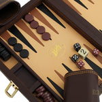 Backgammon de voyage - Style cuir - Marron - Backgammon en cuir vegan de voyage - Rouge et Noir