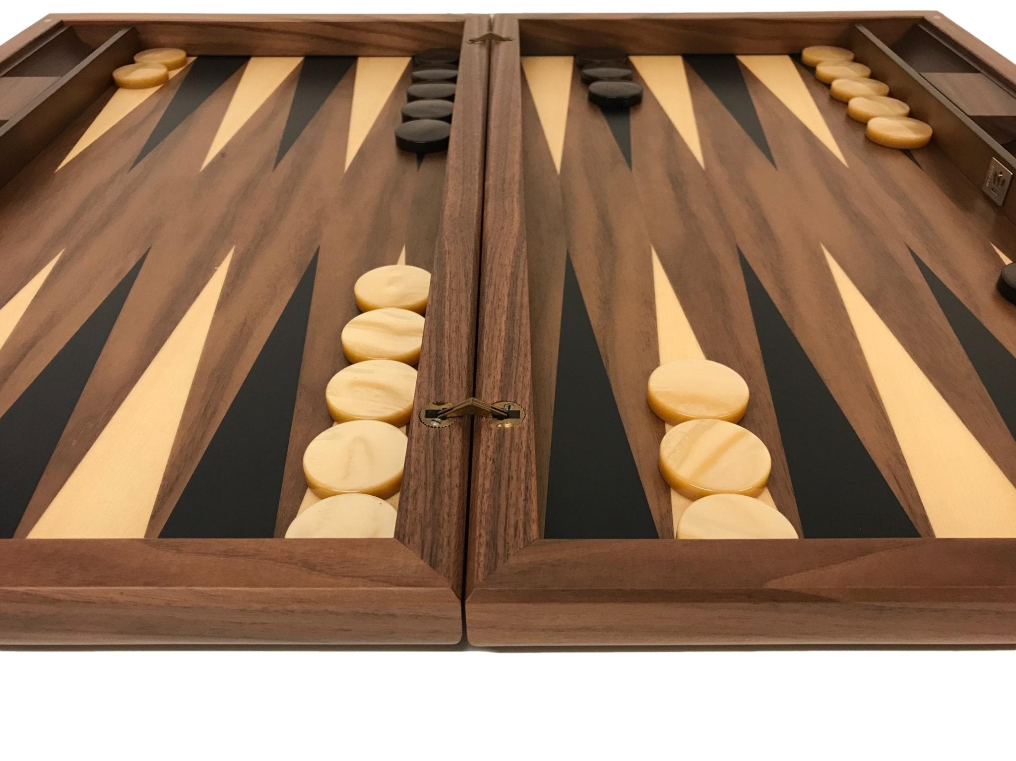 Backgammon Detroit Noyer - DN - Backgammon en bois marqueté - Rouge et Noir