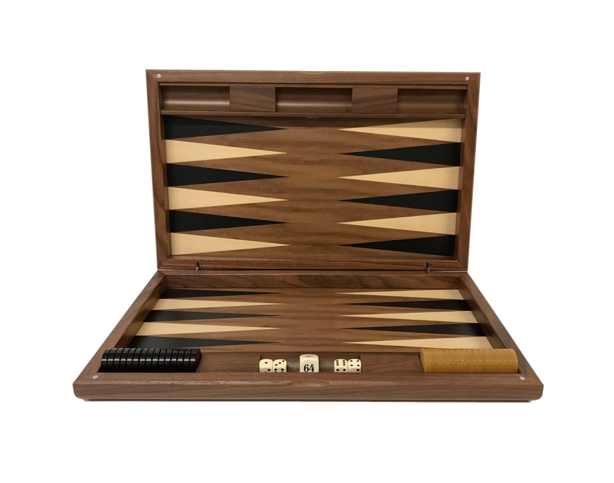 Backgammon Detroit Noyer - DN - Backgammon en bois marqueté - Rouge et Noir