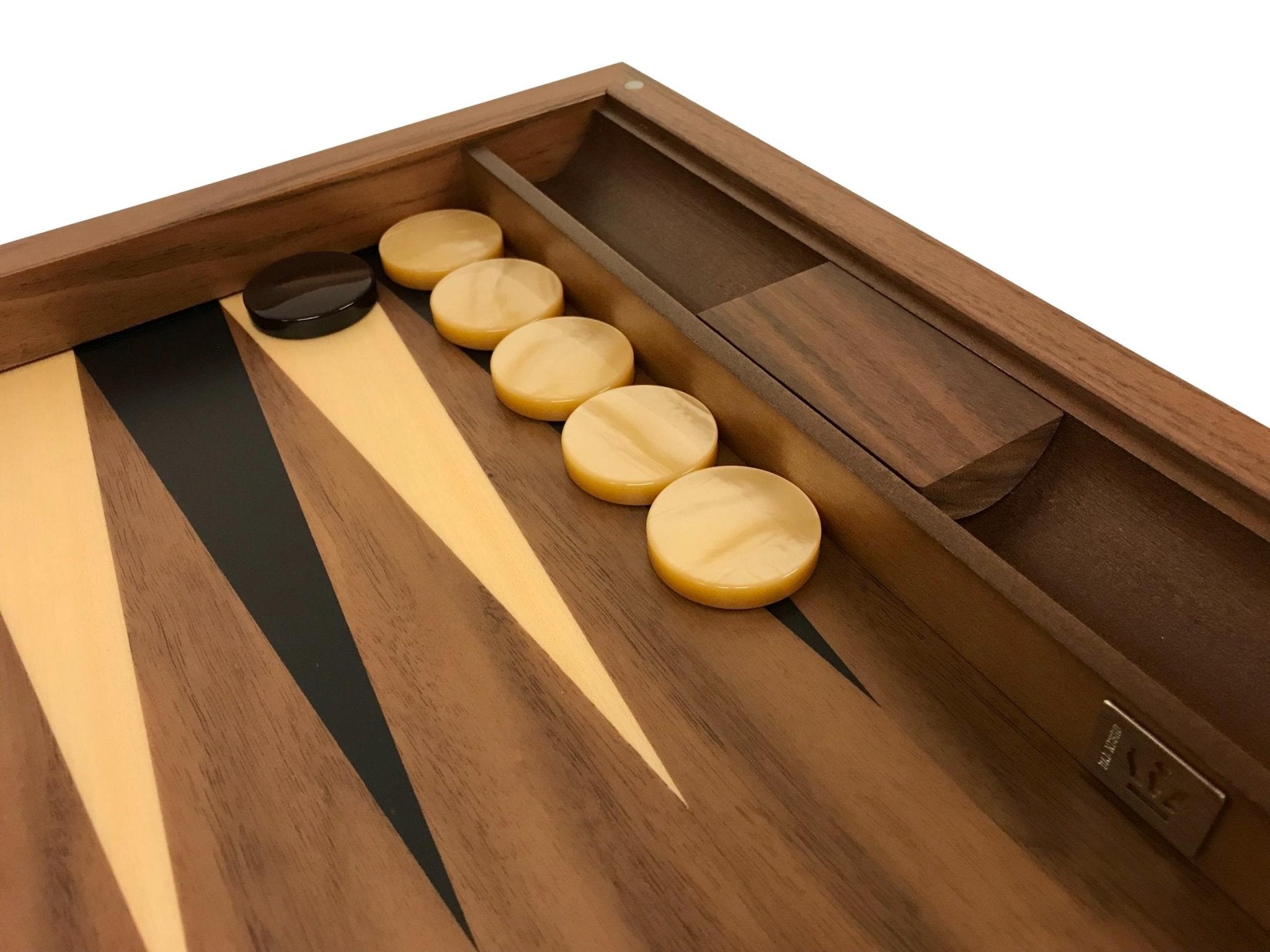 Backgammon Detroit Noyer - DN - Backgammon en bois marqueté - Rouge et Noir