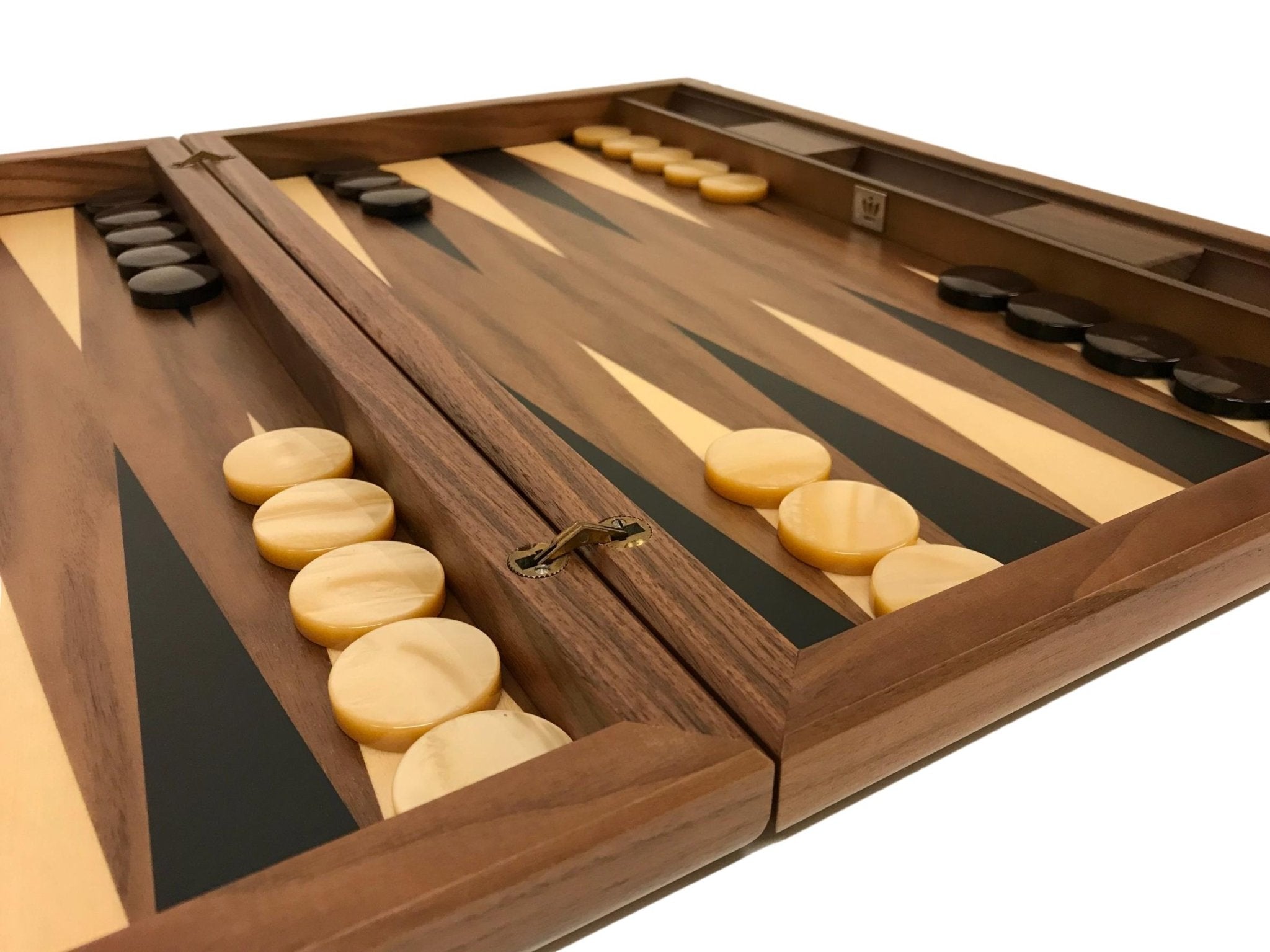 Backgammon Detroit Noyer - DN - Backgammon en bois marqueté - Rouge et Noir