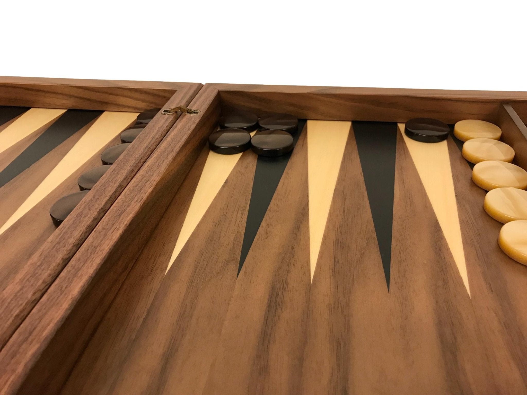 Backgammon Detroit Noyer - DN - Backgammon en bois marqueté - Rouge et Noir