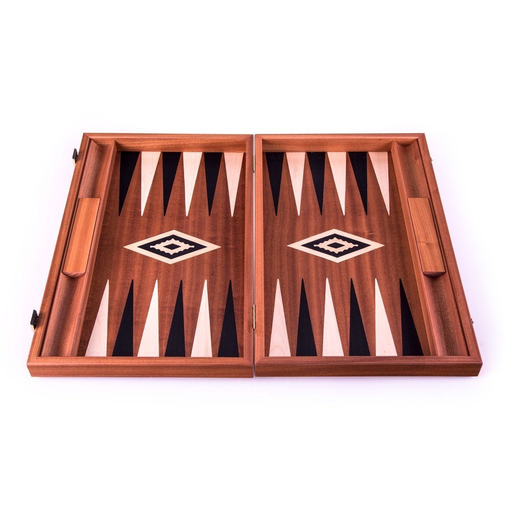 Backgammon en Acajou marqueté - Backgammon en bois marqueté - Rouge et Noir