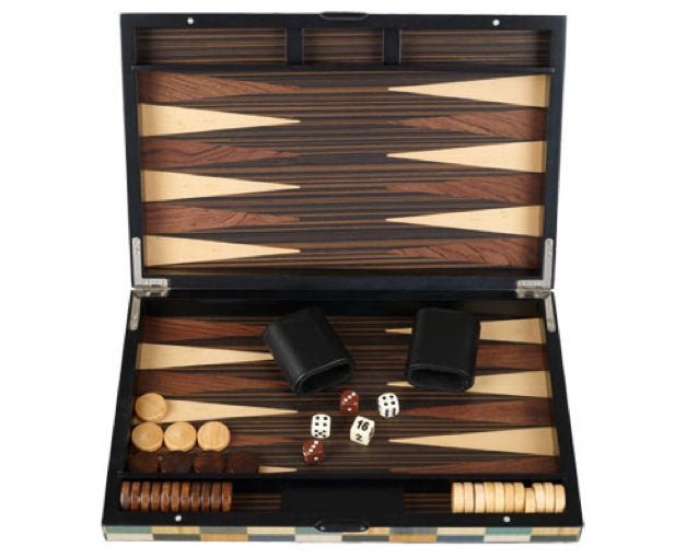 Backgammon en Bois - Arlequin - Backgammon en bois marqueté cadeau adulte - Rouge et Noir