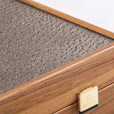 Backgammon en Bois et Cuir Vegan - Autruche - Backgammon en bois marqueté et cuir vegan cadeau adulte - Rouge et Noir