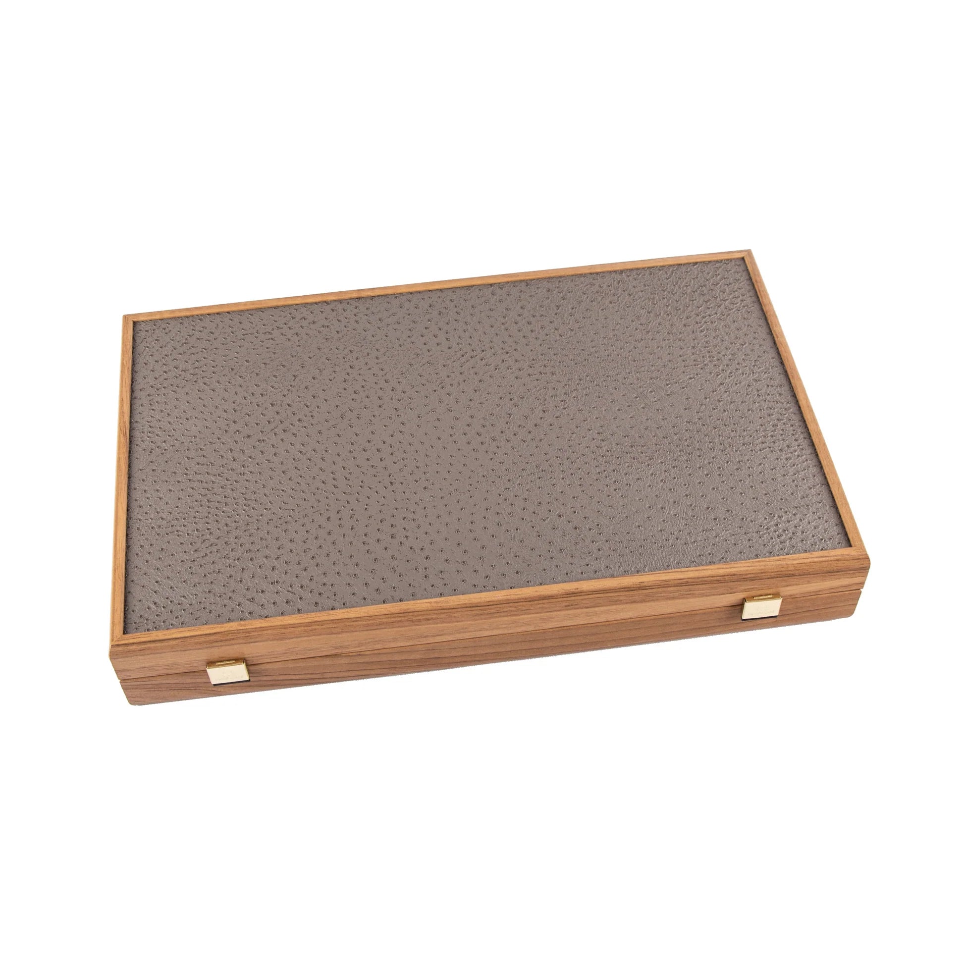 Backgammon en Bois et Cuir Vegan - Autruche - Backgammon en bois marqueté et cuir vegan cadeau adulte - Rouge et Noir