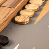 Backgammon en Bois et Cuir Vegan - Autruche - Backgammon en bois marqueté et cuir vegan cadeau adulte - Rouge et Noir