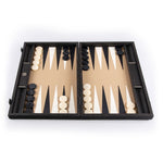 Backgammon en Bois et Cuir Vegan - Moka - Backgammon en bois marqueté et cuir vegan cadeau adulte - Rouge et Noir