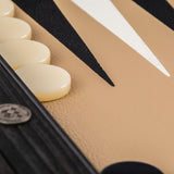 Backgammon en Bois et Cuir Vegan - Moka - Backgammon en bois marqueté et cuir vegan cadeau adulte - Rouge et Noir