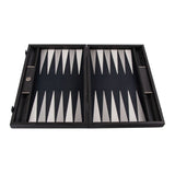 Backgammon en Bois et Cuir Vegan - Noir - Backgammon en bois marqueté et cuir vegan cadeau adulte - Rouge et Noir