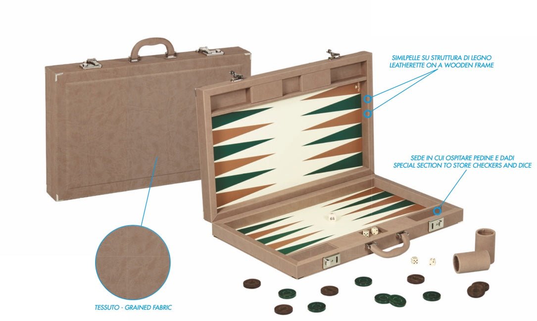 Backgammon en Cuir Vegan - Dal Negro - Backgammon en cuir vegan - Rouge et Noir