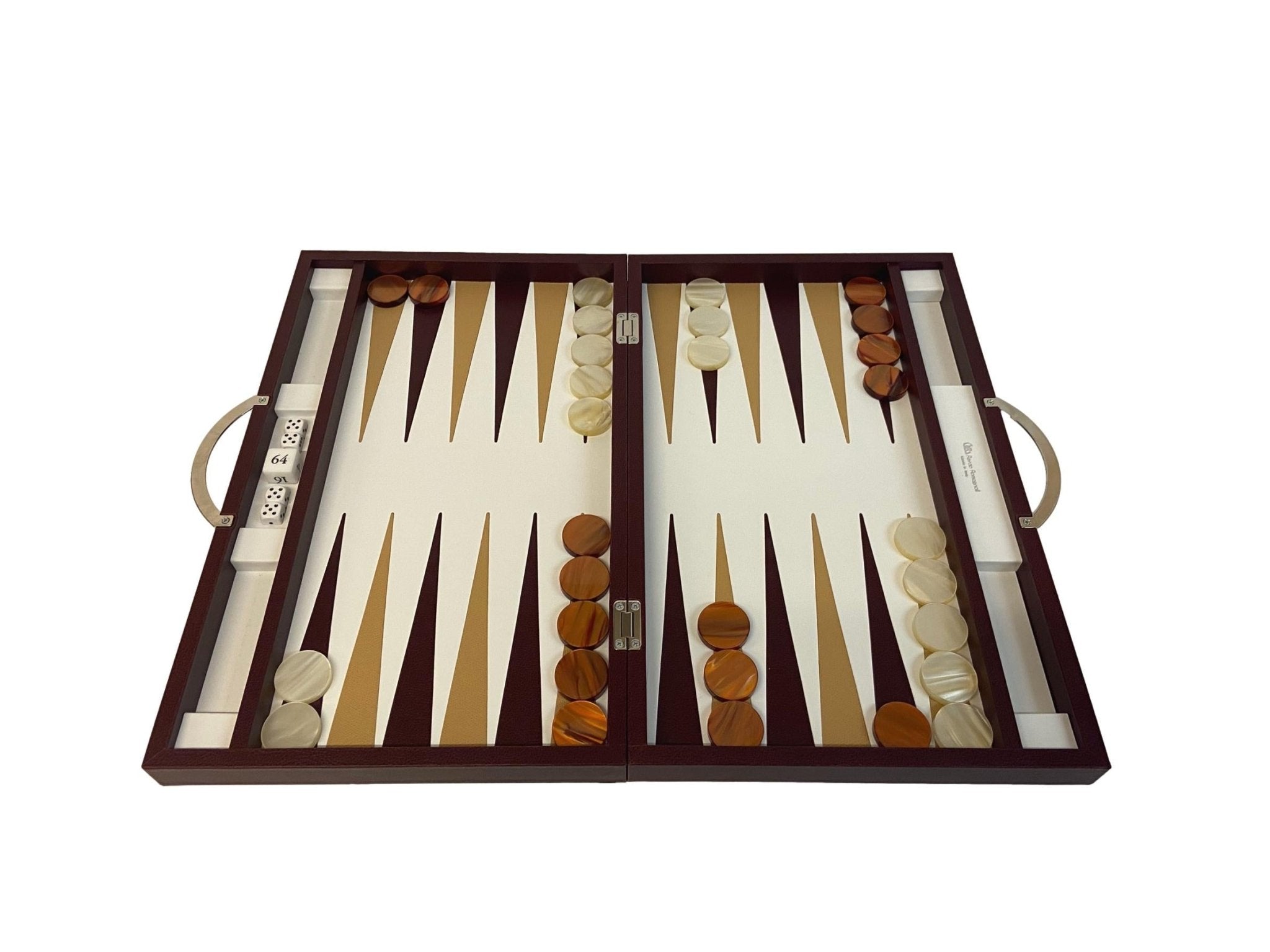 Backgammon en Cuir véritable MM - Bordeaux - Renzo Romagnoli - Backgammon en cuir - Rouge et Noir