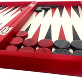 Backgammon en Cuir véritable MM - Rouge - Renzo Romagnoli - Backgammon en cuir - Rouge et Noir