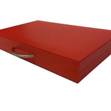 Backgammon en Cuir véritable MM - Rouge - Renzo Romagnoli - Backgammon en cuir - Rouge et Noir