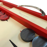 Backgammon en Cuir véritable MM - Rouge - Renzo Romagnoli - Backgammon en cuir - Rouge et Noir