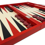 Backgammon en Cuir véritable MM - Rouge - Renzo Romagnoli - Backgammon en cuir - Rouge et Noir