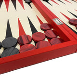 Backgammon en Cuir véritable MM - Rouge - Renzo Romagnoli - Backgammon en cuir - Rouge et Noir