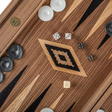 Backgammon en noyer - Naturel - Backgammon en bois marqueté - Rouge et Noir