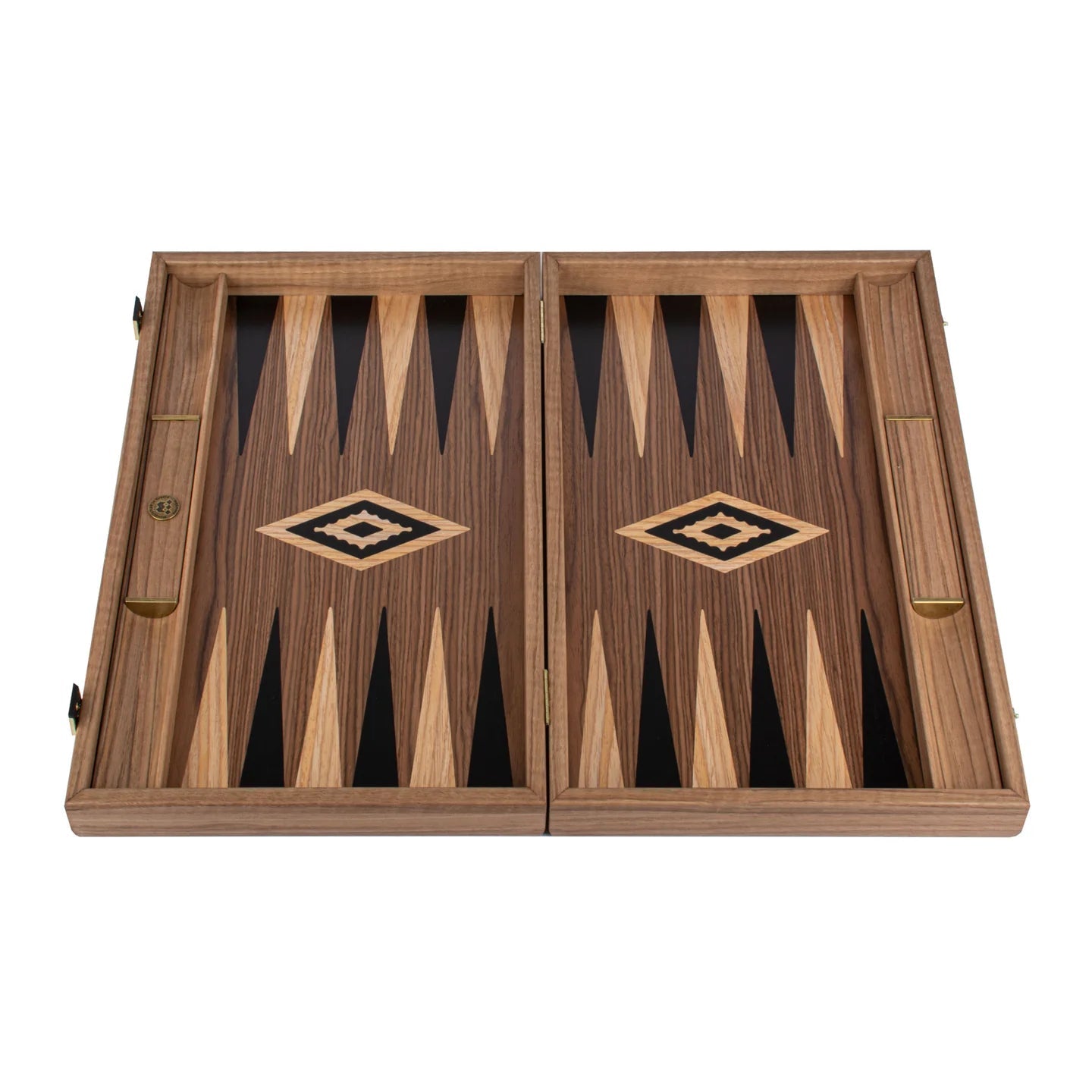 Backgammon en noyer - Naturel - Backgammon en bois marqueté - Rouge et Noir