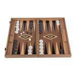 Backgammon en noyer - Naturel - Backgammon en bois marqueté - Rouge et Noir