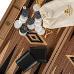 Backgammon en noyer - Naturel - Backgammon en bois marqueté - Rouge et Noir