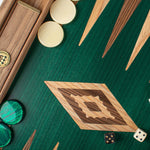 Backgammon en noyer - Vert - Backgammon en bois marqueté - Rouge et Noir