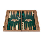 Backgammon en noyer - Vert - Backgammon en bois marqueté - Rouge et Noir