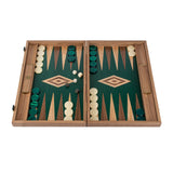 Backgammon en noyer - Vert - Backgammon en bois marqueté - Rouge et Noir