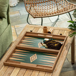 Backgammon en noyer - Vert - Backgammon en bois marqueté - Rouge et Noir