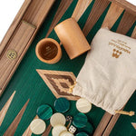 Backgammon en noyer - Vert - Backgammon en bois marqueté - Rouge et Noir