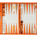 Backgammon Hector Saxe - Buffle Orange - Grand - Backgammon en cuir - Rouge et Noir