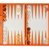 Backgammon Hector Saxe - Buffle Orange - Grand - Backgammon en cuir - Rouge et Noir