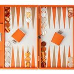 Backgammon Hector Saxe - Buffle Orange - Grand - Backgammon en cuir - Rouge et Noir