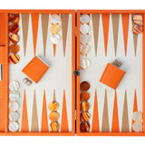 Backgammon Hector Saxe - Buffle Orange - Grand - Backgammon en cuir - Rouge et Noir