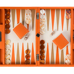 Backgammon Hector Saxe - Buffle Orange - Moyen - Backgammon en cuir - Rouge et Noir