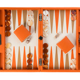 Backgammon Hector Saxe - Buffle Orange - Moyen - Backgammon en cuir - Rouge et Noir