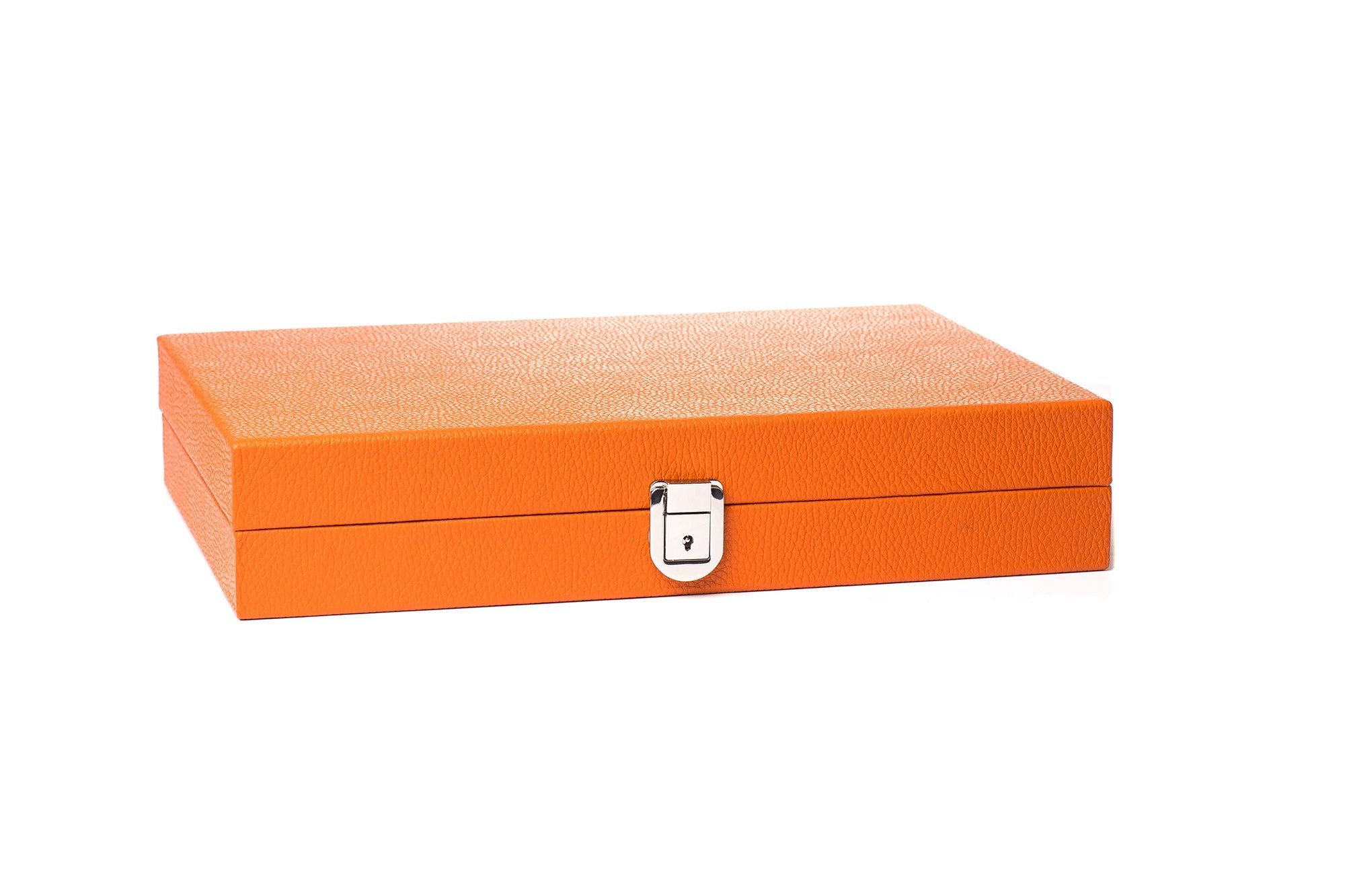 Backgammon Hector Saxe - Buffle Orange - Moyen - Backgammon en cuir - Rouge et Noir