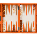 Backgammon Hector Saxe - Buffle Orange - Moyen - Backgammon en cuir - Rouge et Noir