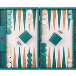 Backgammon Hector Saxe - Buffle vert - Compétition - Backgammon en cuir - Rouge et Noir