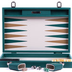 Backgammon Hector Saxe - Buffle vert - Compétition - Backgammon en cuir - Rouge et Noir