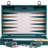 Backgammon Hector Saxe - Buffle vert - Compétition - Backgammon en cuir - Rouge et Noir