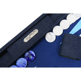 Backgammon Hector Saxe - Jean’s Bleu - Compétition - Backgammon en cuir vegan - Rouge et Noir