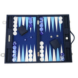 Backgammon Hector Saxe - Jean’s Bleu - Compétition - Backgammon en cuir vegan - Rouge et Noir