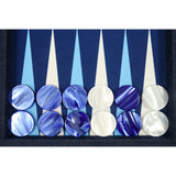 Backgammon Hector Saxe - Jean’s Bleu - Compétition - Backgammon en cuir vegan - Rouge et Noir