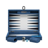 Backgammon Hector Saxe - Jeans Clair / Cuir - Moyen - Backgammon en cuir cadeau bel objet - Rouge et Noir