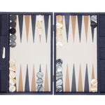 Backgammon Hector Saxe - Jeans / Cuir - Grand - Backgammon en cuir - Rouge et Noir