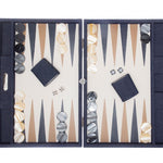 Backgammon Hector Saxe - Jeans / Cuir - Grand - Backgammon en cuir - Rouge et Noir