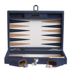 Backgammon Hector Saxe - Jeans / Cuir - Moyen - Backgammon en cuir - Rouge et Noir