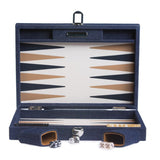 Backgammon Hector Saxe - Jeans / Cuir - Moyen - Backgammon en cuir - Rouge et Noir