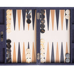 Backgammon Hector Saxe - Jeans / Cuir - Moyen - Backgammon en cuir - Rouge et Noir